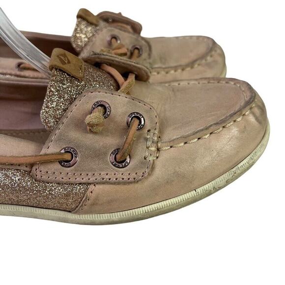 Sperry Top Sider Womens Leather Glitter Rose Gold Boat Shoes Flats Slip On sz 7 - Picture 13 of 16